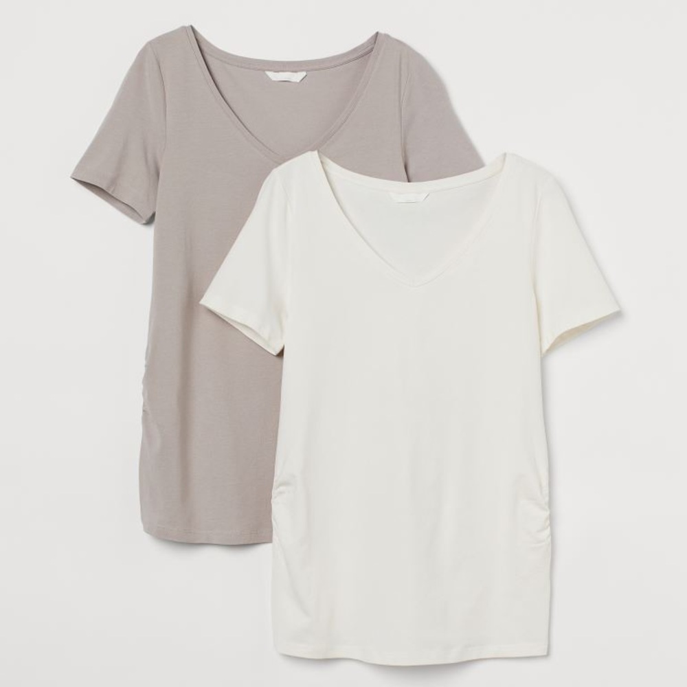 MAMA 2-pack V-neck T-shirts h&m maternity